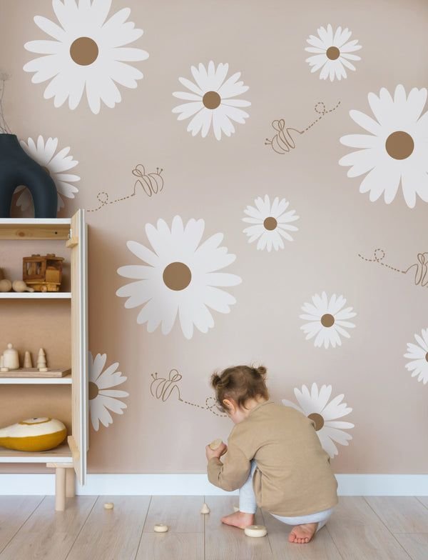 A happy baby playing joyfully in a cozy, beautifully decorated nursery room.